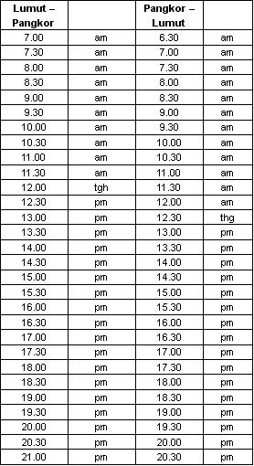 Ferry Pangkor Schedule